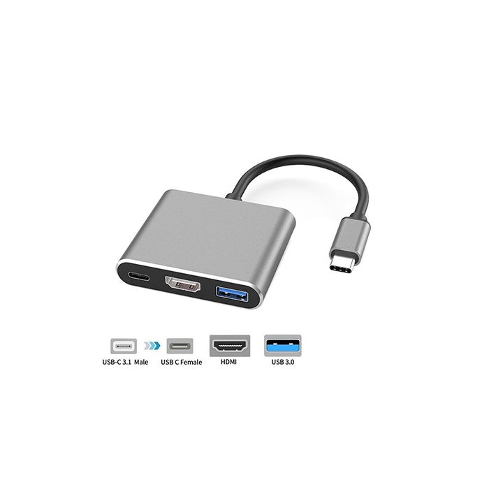 USB Type C to HDMI 4K with USB Hub USB C Female Cable