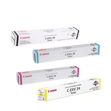 Canon C-EXV 34 1 Set Original Toner Black Cyan Yellow Magenta Full Set Multipack For Canon IR C2020, Canon IR C2025 i, Canon IR C2220 L, Canon IR C2020
