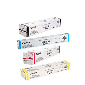 Canon C-EXV47 Original Toner Cartridge 1 Set | Black | Cyan | Magenta | Yellow Full Set Multipack For Canon imageRunner Advance C250I, C250IF, C255I, C255IF,  C350I, C350IF, C350P, C351IF,  C355I, C355I, FCC355P, C250I Copiers