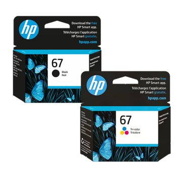 Hp 67 Black + Hp 67 Tri-Color Original Ink Cartridge (Full Set Multipack) Compatible With Hp Deskjet 1255, 2700 & Plus 4100 Series; Hp Envy 6000 & Pro 6400 Series