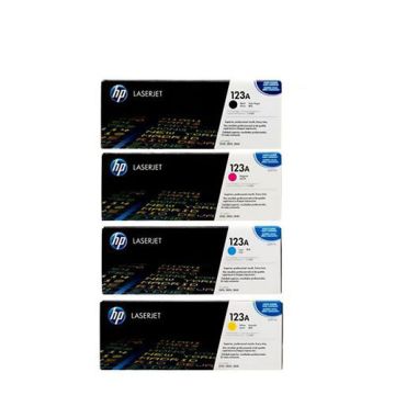 HP 123A 1 Set Original Toner | Black Q3970A | Cyan Q3971A | Yellow Q3972A | Magenta Q3973A Full Set Multipack For HP Color LaserJet 1500, 1500L, 1500Lxi, 2500, 2500, 2500Lse, 2500n, 2500tn, 2550, 2550L, 2550Ln, 2550n, 2820, 2840 Printers