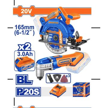Wadfow 20V Cordless Circular Saw + Multi Tool Combo Kit WOS240981 – Versatile Power Tools for Cutting, Trimming & Renovation