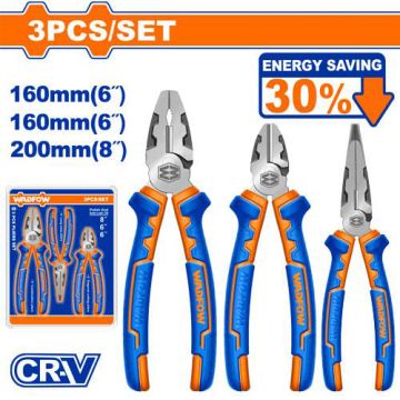 Wadfow 3 Pcs High-Leverage Pliers Set WPS0613 – Essential Hand Tool Kit for Workshop, Electrical & DIY Tasks