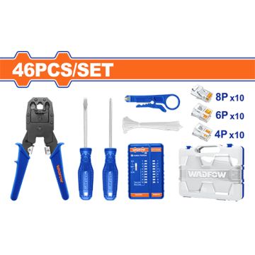 Wadfow WHS2B46 Modular Plug Crimper Set – Complete Networking Tool Kit for RJ45/RJ11/Coax Connectors
