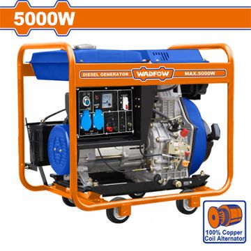 Wadfow WDG1A50 5.0kW Single-Phase Diesel Generator – 418cc 9HP Engine, Electric & Recoil Start, Copper Coil Alternator