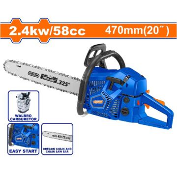 Wadfow WGC2558 58cc 20" Gasoline Chainsaw – 2.4kW Petrol Chainsaw with Oregon Bar & Chain