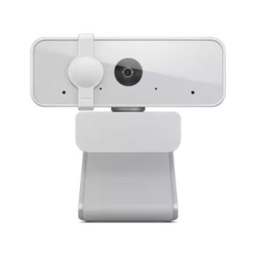 Lenovo 300 FHD Webcam (White) – 1080p USB Webcam with Dual Microphones for Video Calls & Streaming