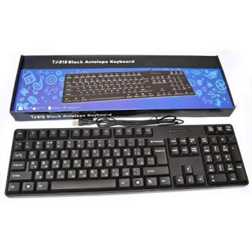 TJ-818 Black Antelope Wired USB Keyboard – Full-Size 104-Key Office Keyboard